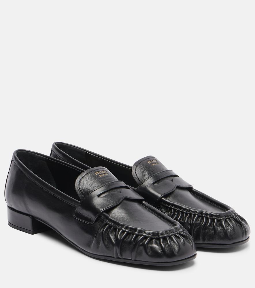 prada leather penny loafers