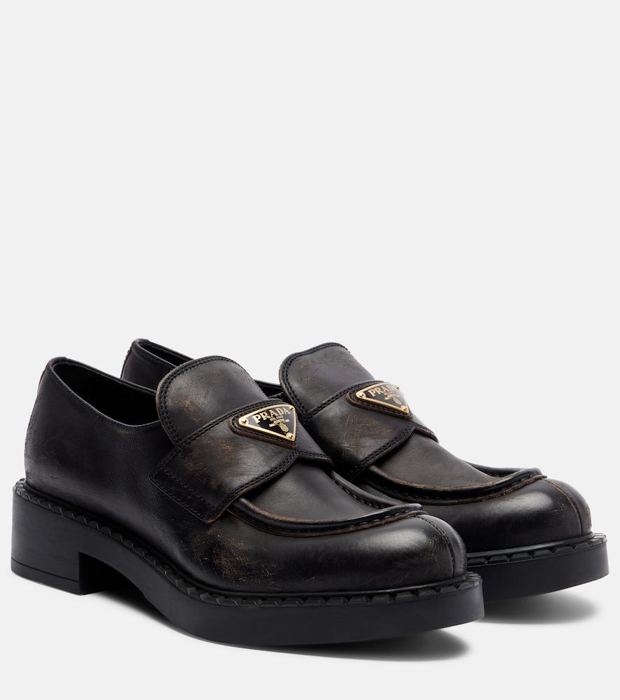 prada leather penny loafers