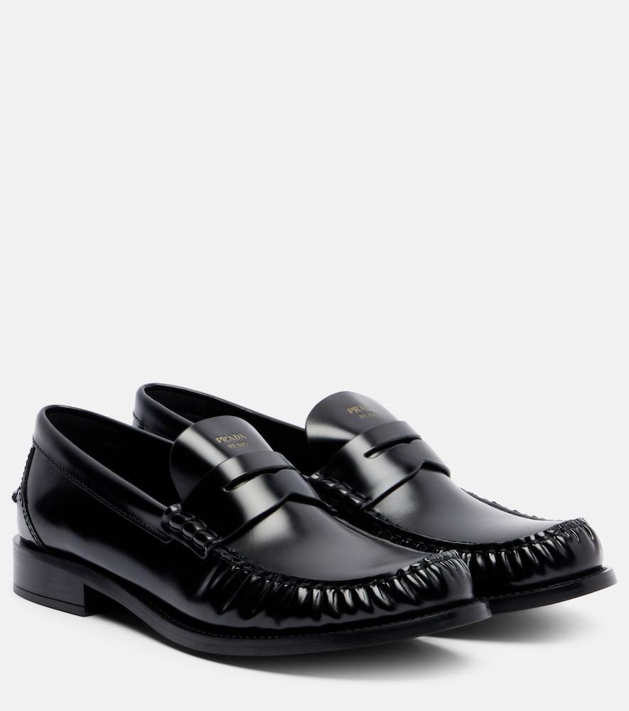 prada leather penny loafers