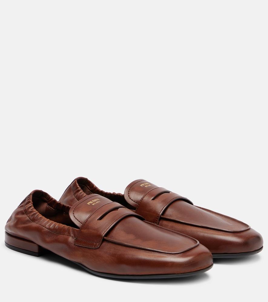 prada leather penny loafers