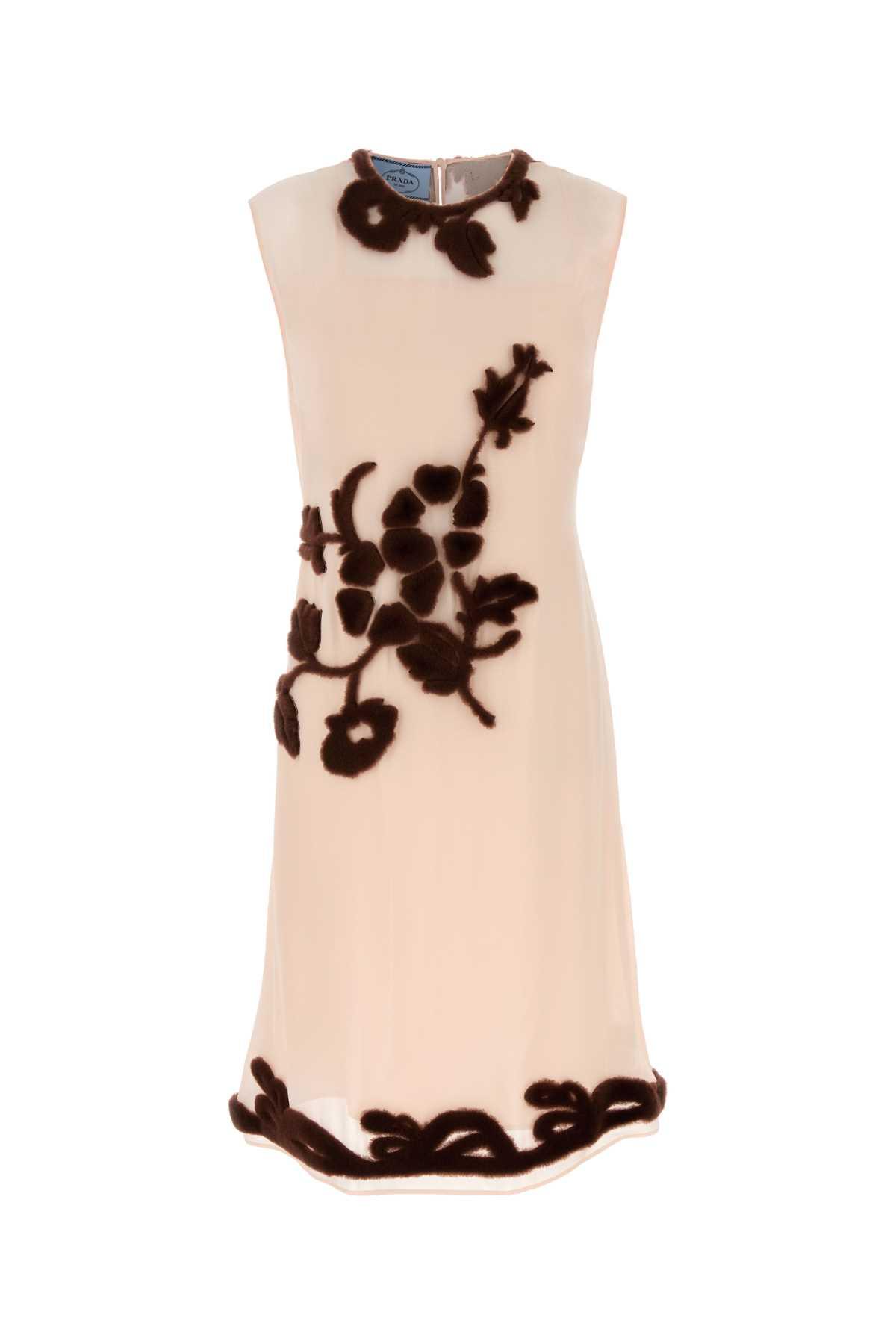 prada light pink georgette dress