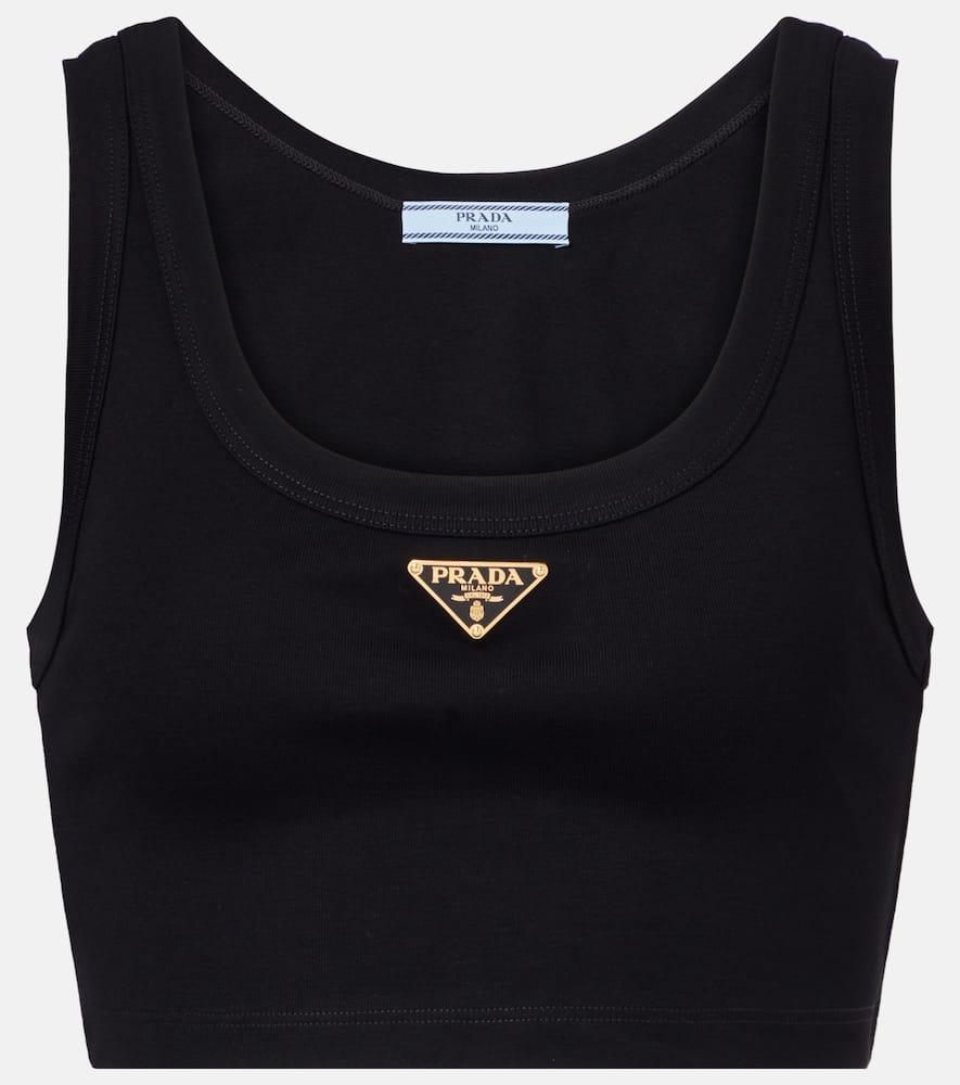prada logo cotton crop top