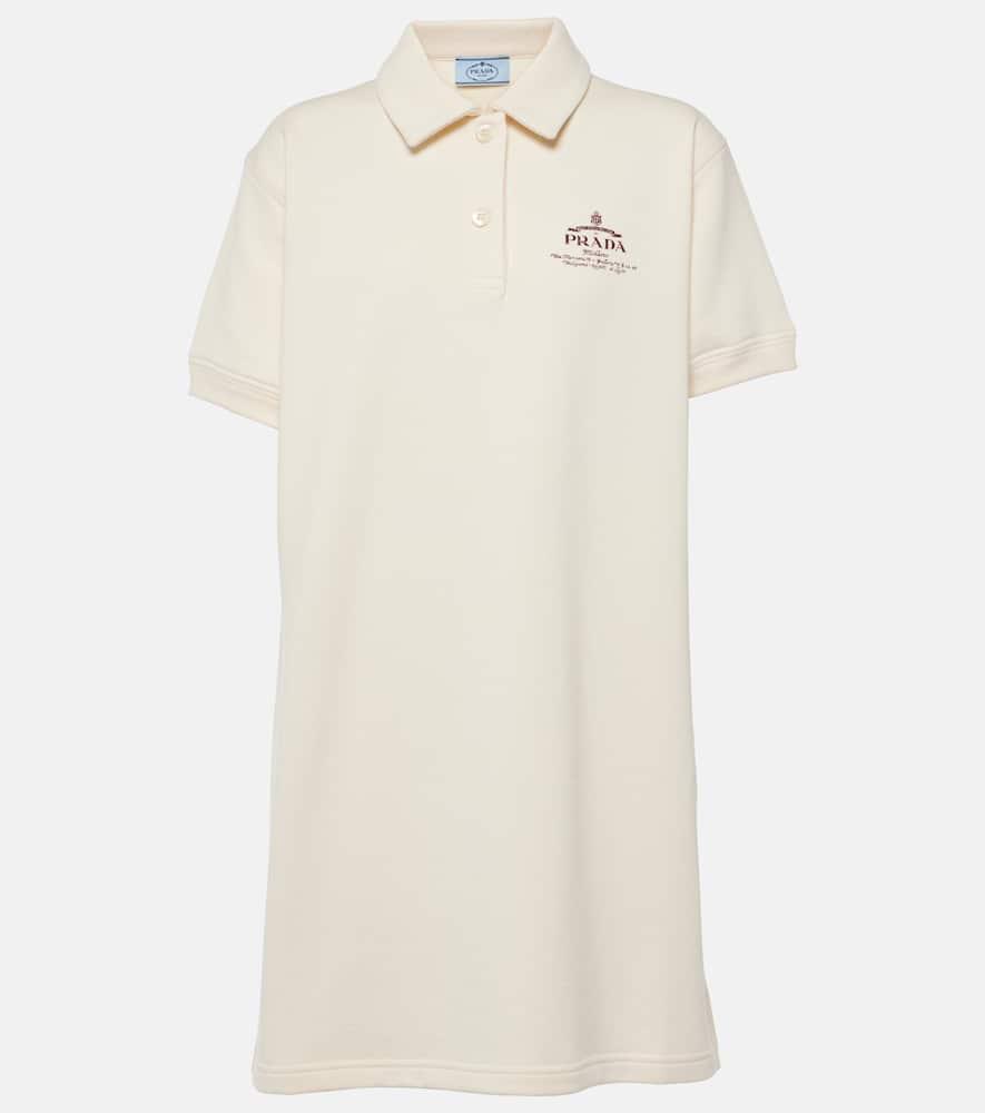 prada logo cotton fleece polo dress