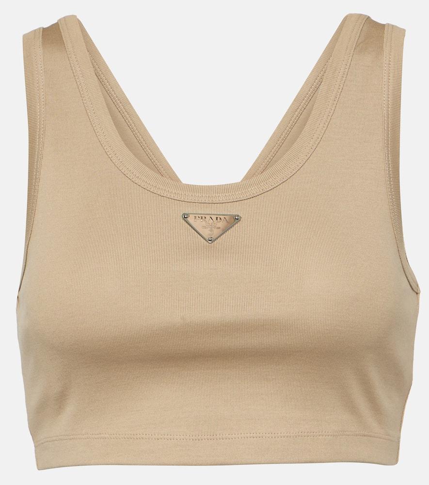 prada logo cotton jersey tank top
