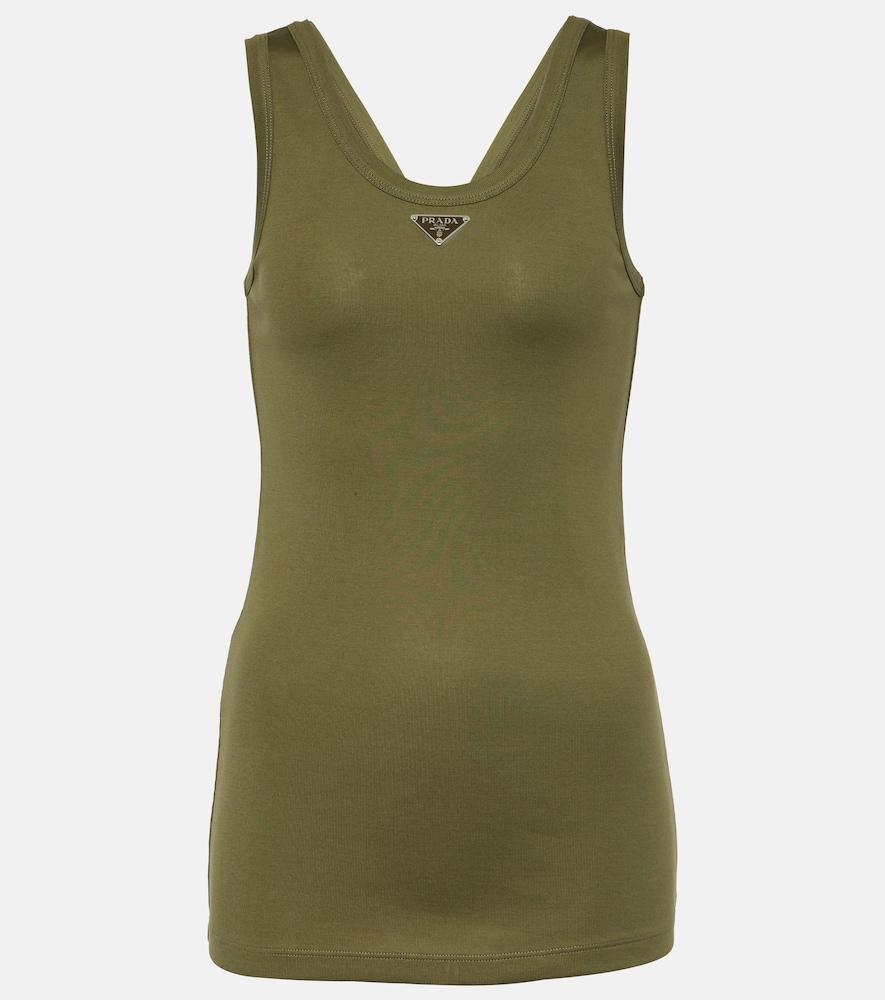 prada logo cotton jersey tank top