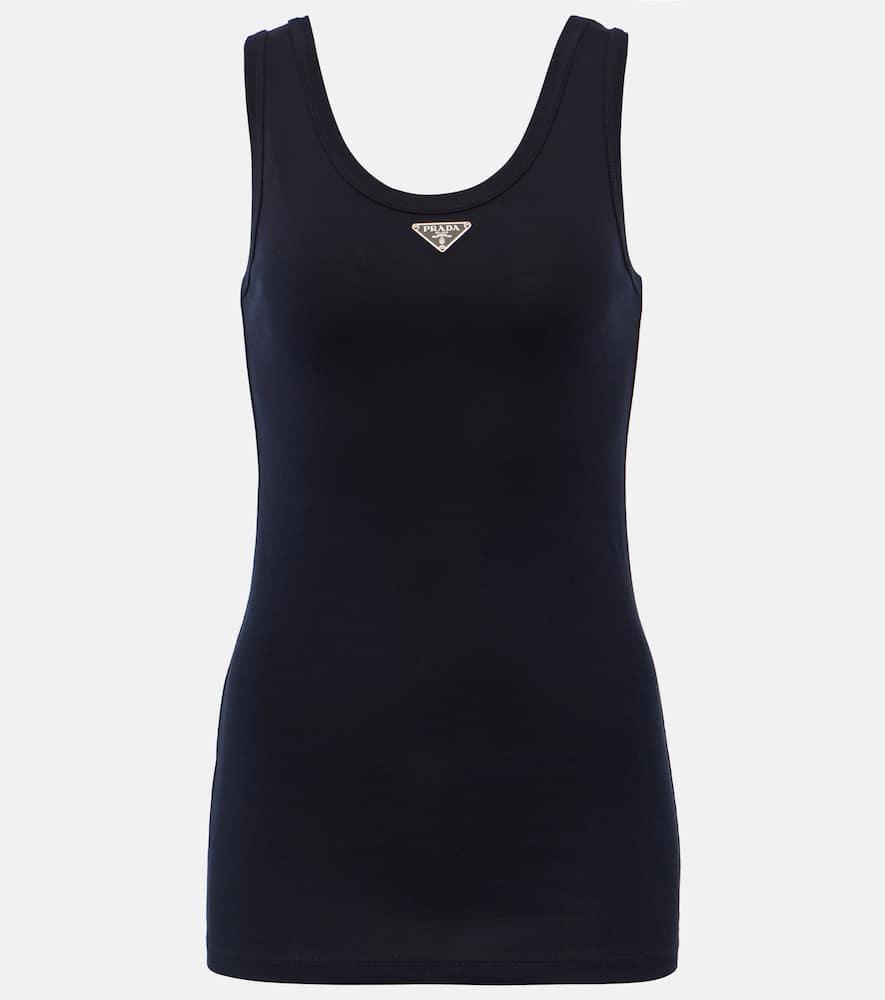 prada logo cotton jersey tank top