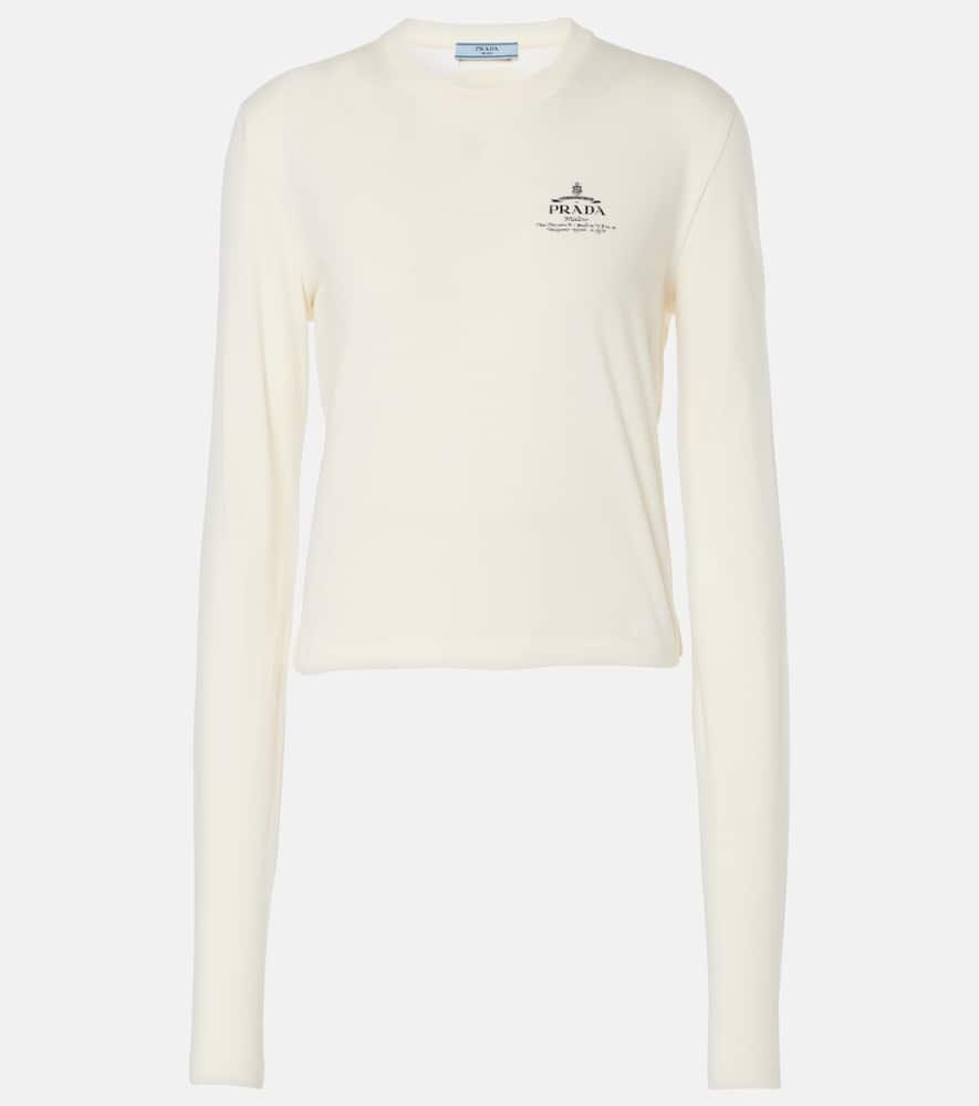 prada logo cotton jersey top