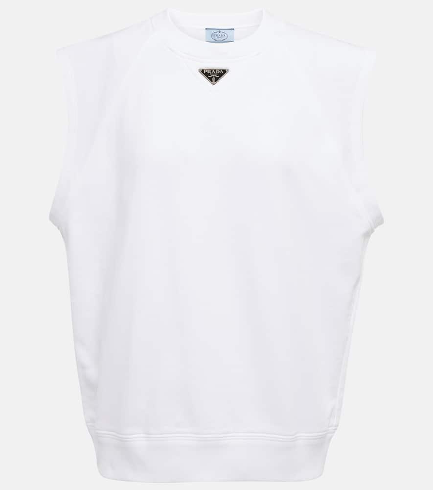 prada logo cotton jersey top