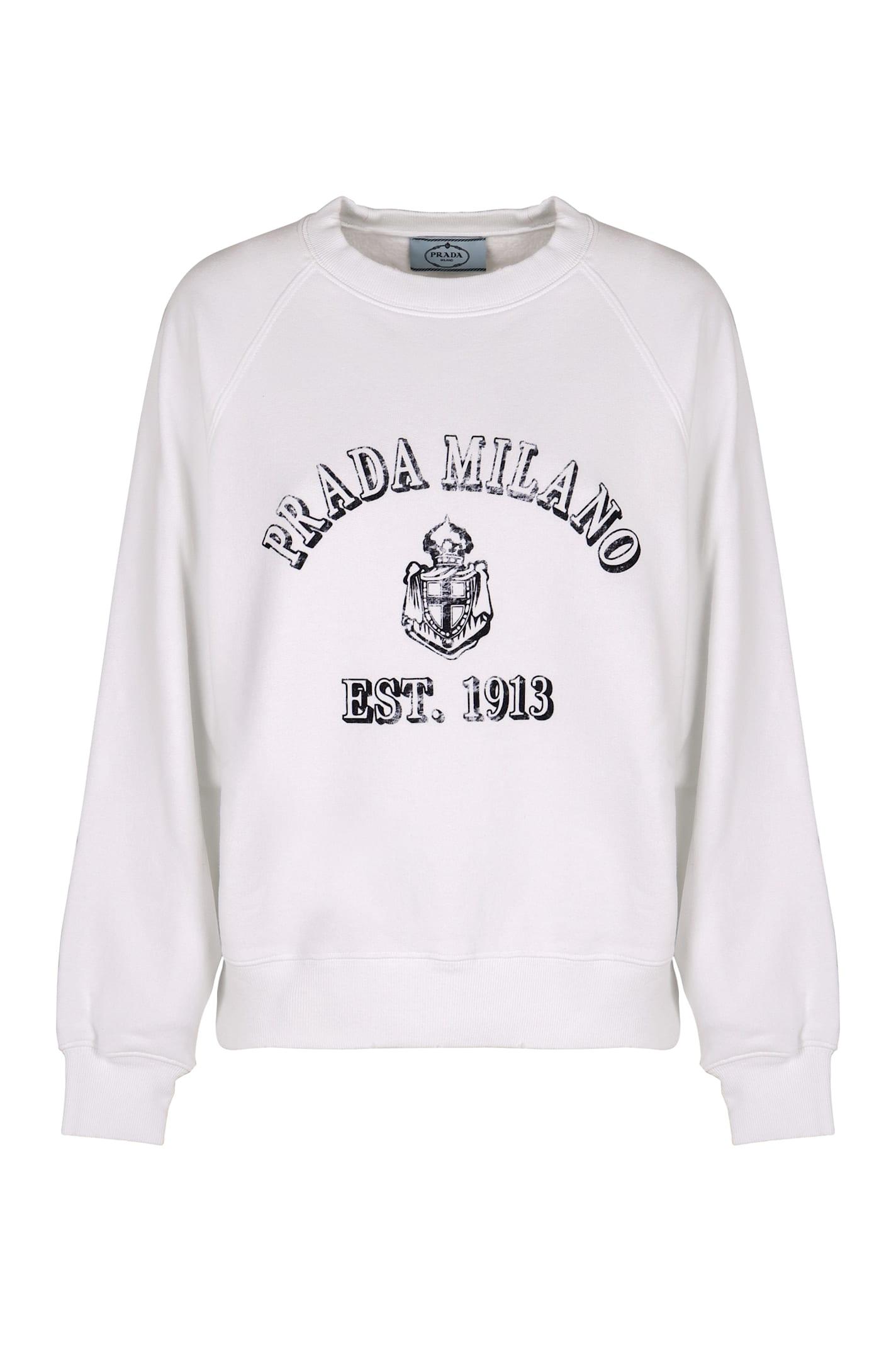 prada logo detail cotton sweatshirt