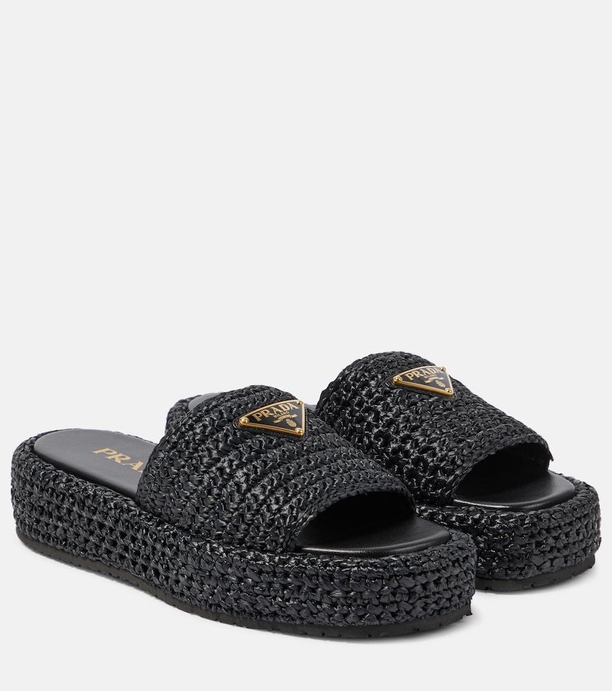 prada logo espadrille slides