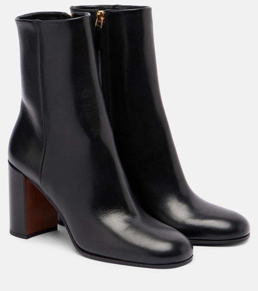 prada logo leather ankle boots