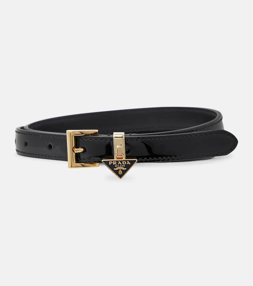 prada logo leather belt