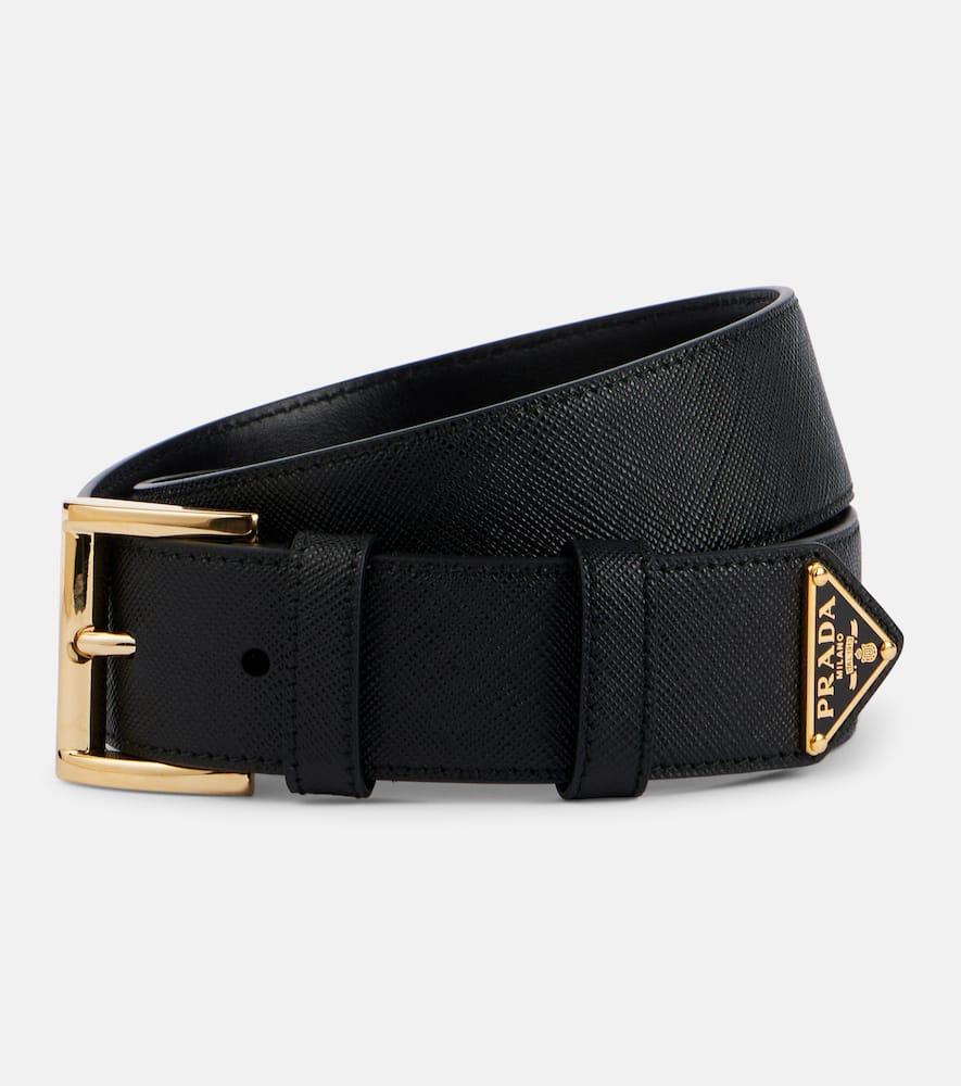 prada logo leather belt