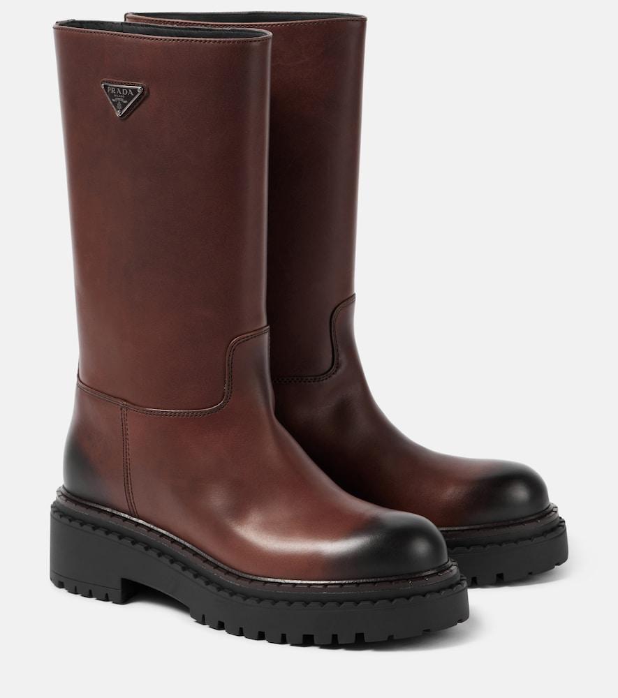 prada logo leather boots