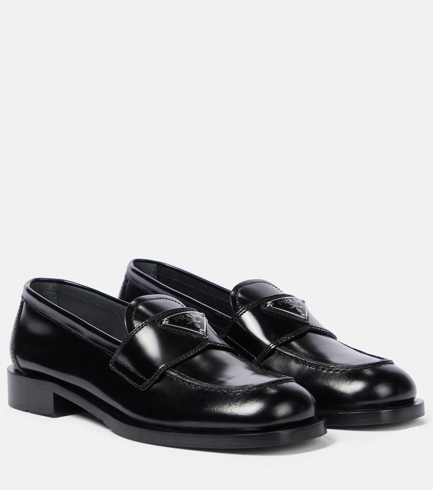 prada logo leather loafers