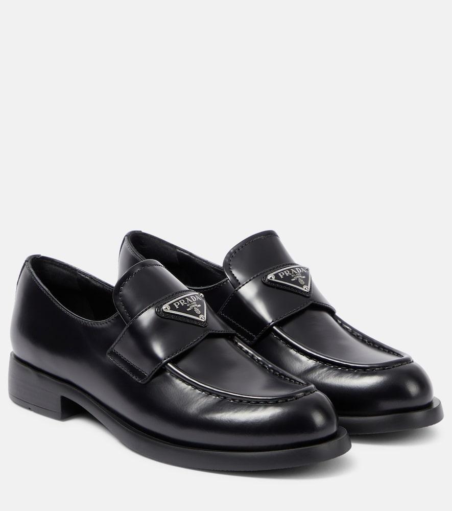 prada logo leather loafers