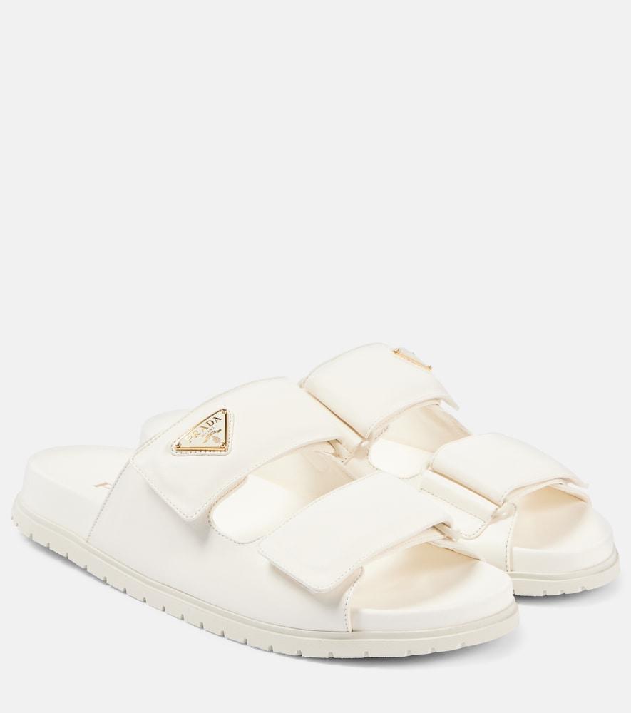 prada logo leather sandals