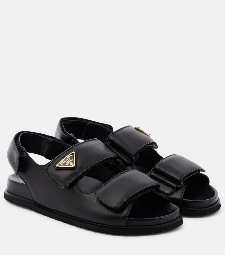 prada logo leather sandals