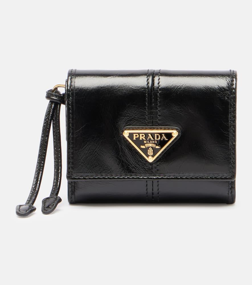 prada logo leather wallet