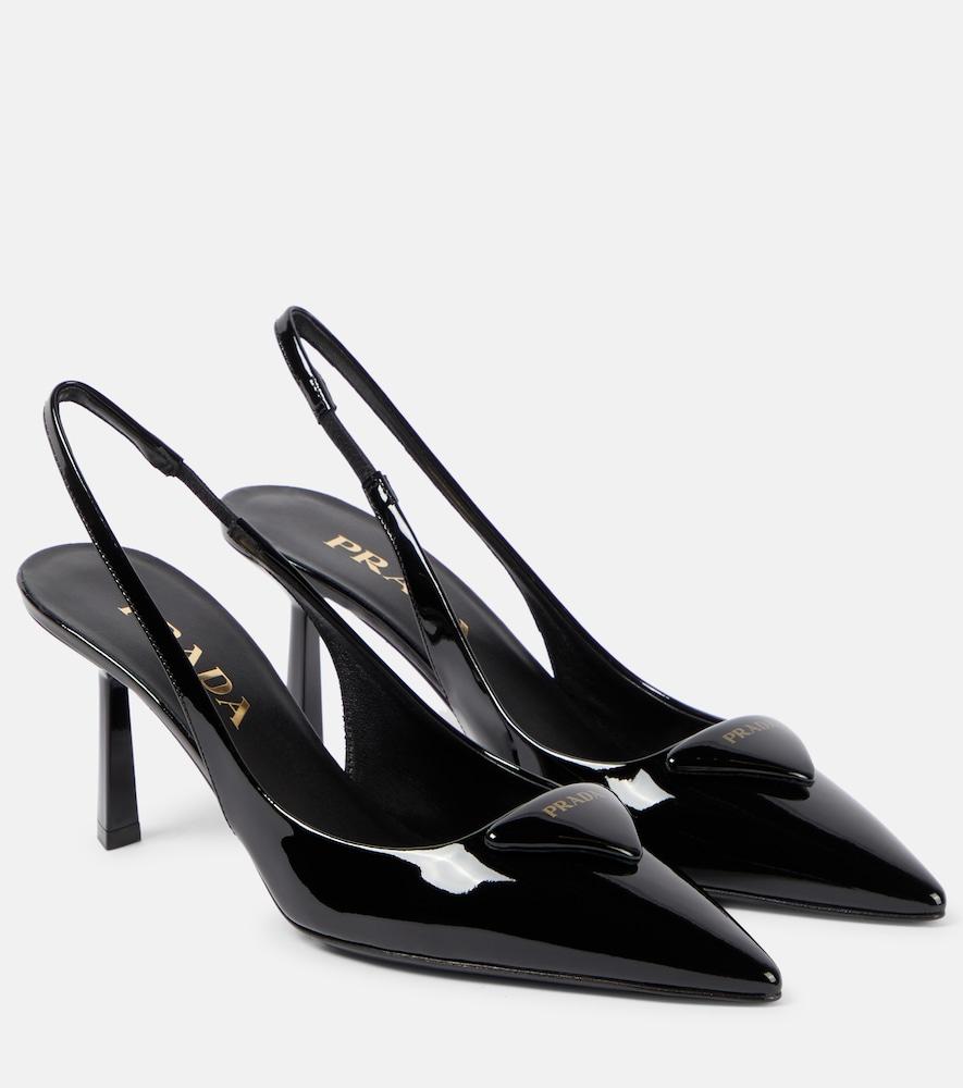 prada logo patent leather slingback pumps