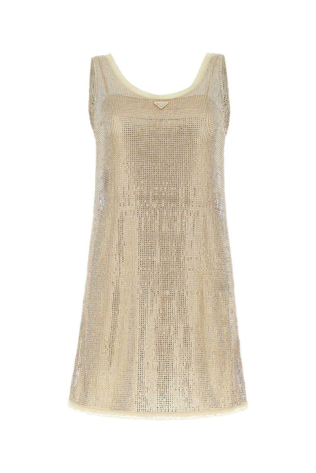 prada logo plaque embellished sleeveless dress