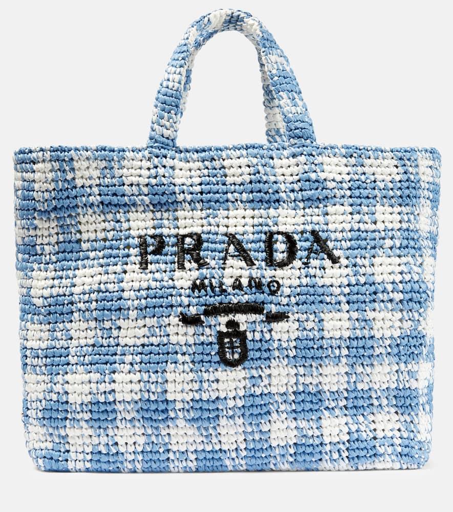 prada logo raffia