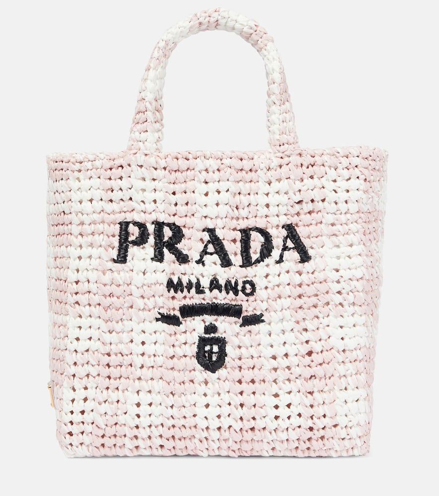 prada logo raffia