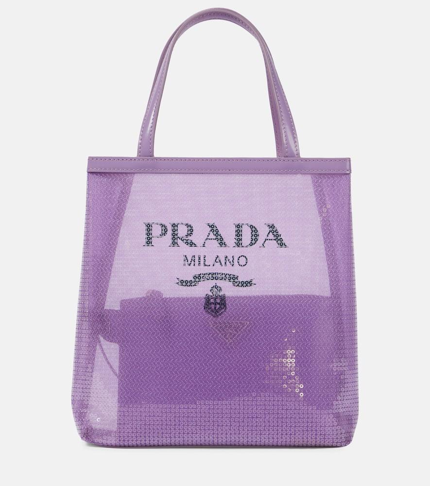 prada logo sequined tote
