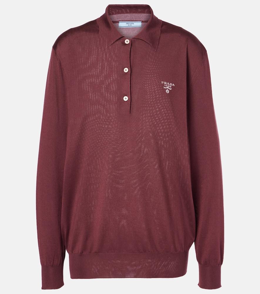 prada logo silk polo shirt