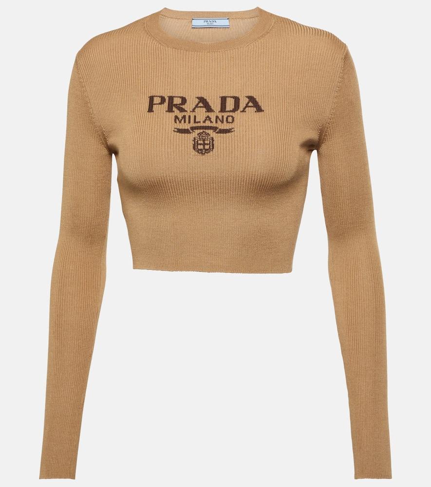 prada logo silk top