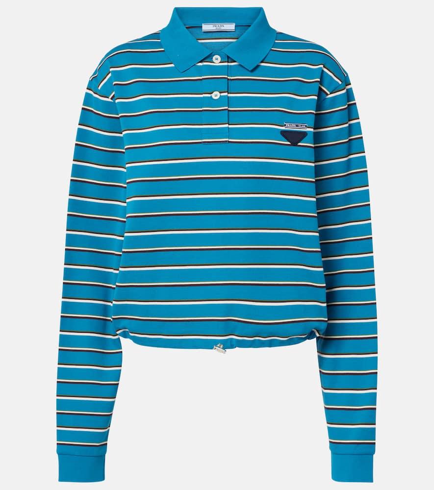 prada logo striped cotton polo shirt