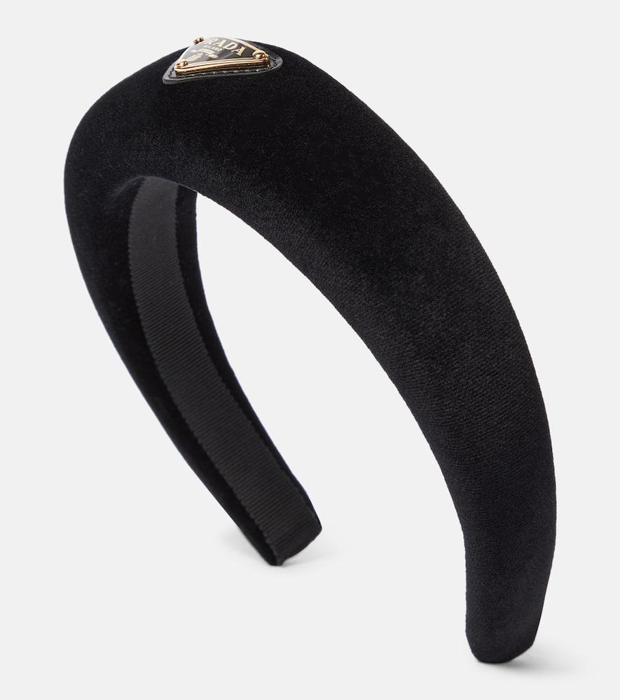 prada logo velvet headband
