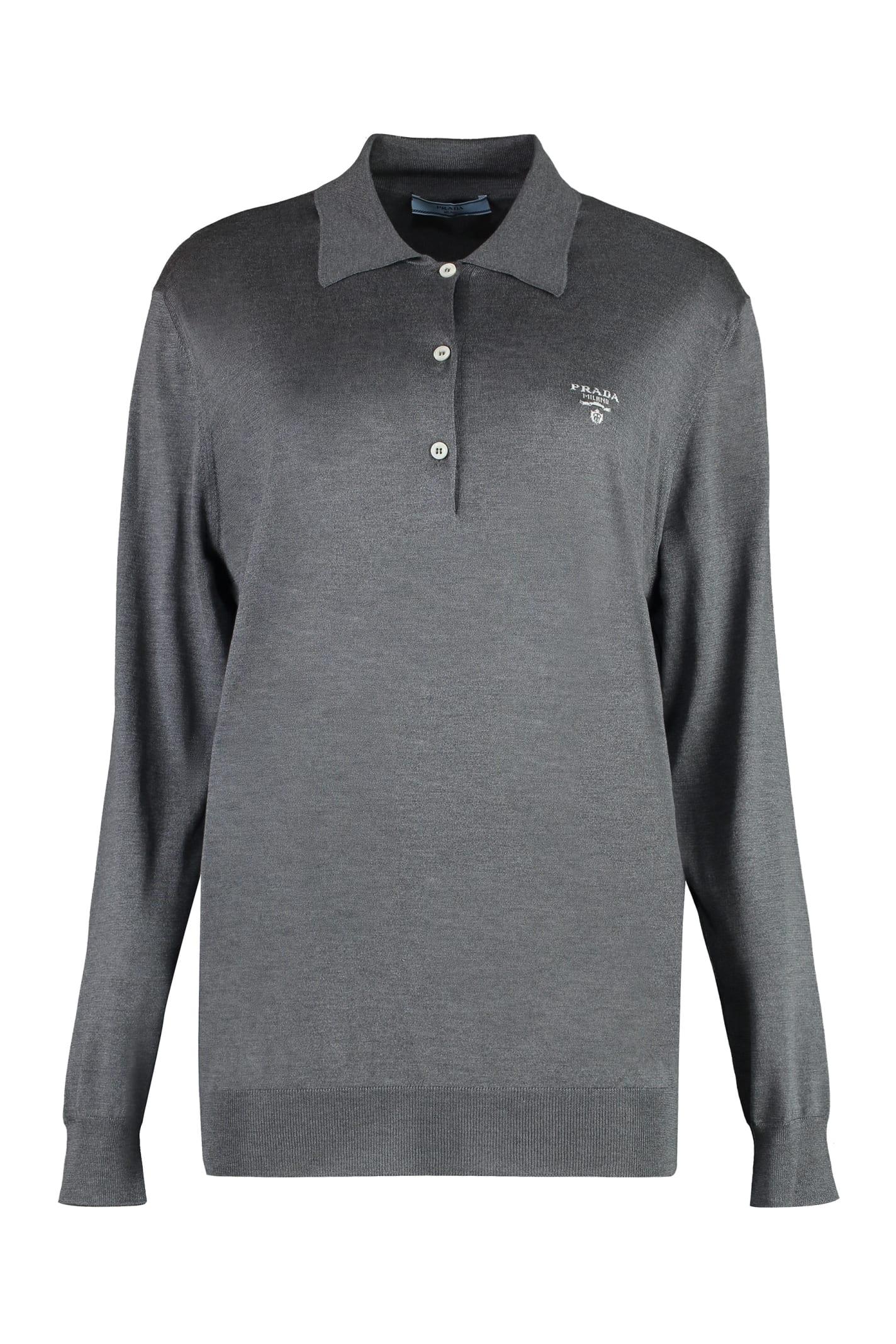 prada long sleeve knit polo shirt