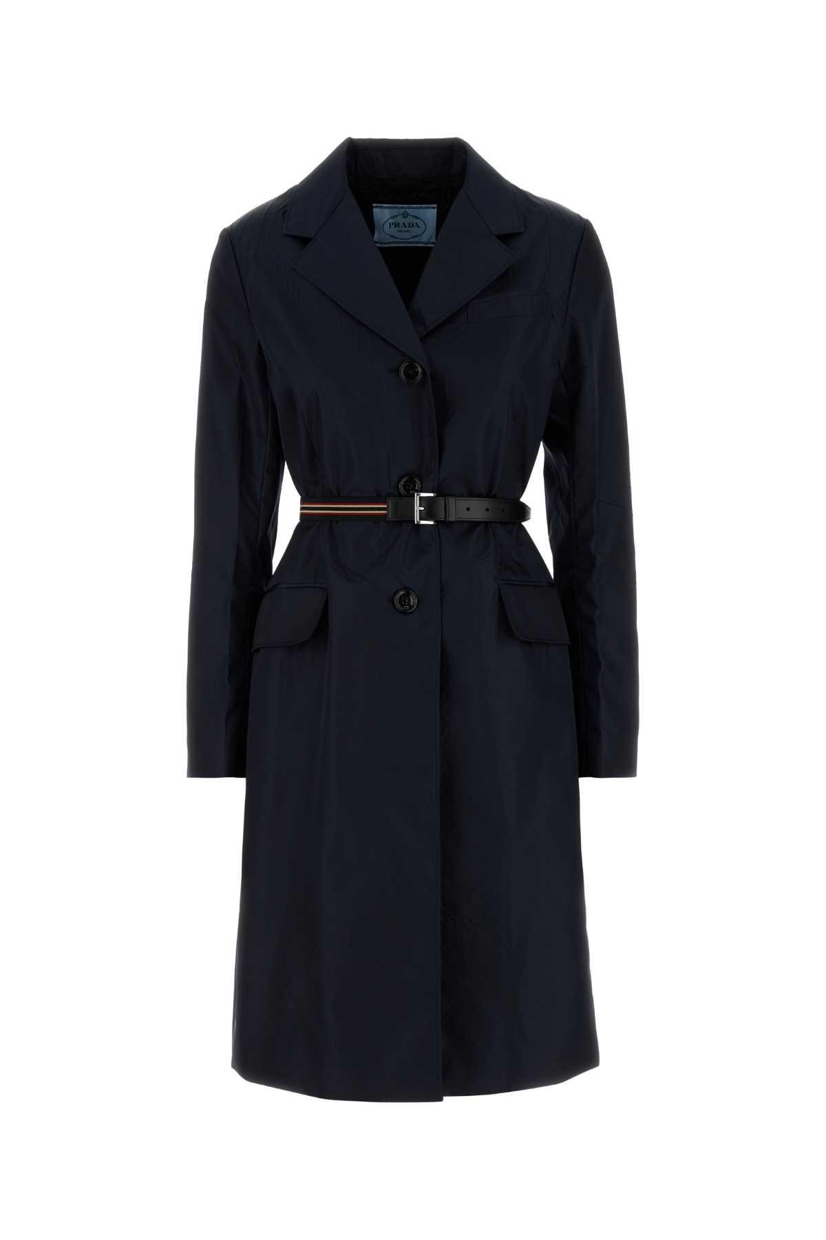 prada midnight blue re-nylon trench coat