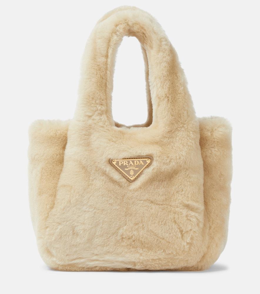 prada mini shearling tote bag