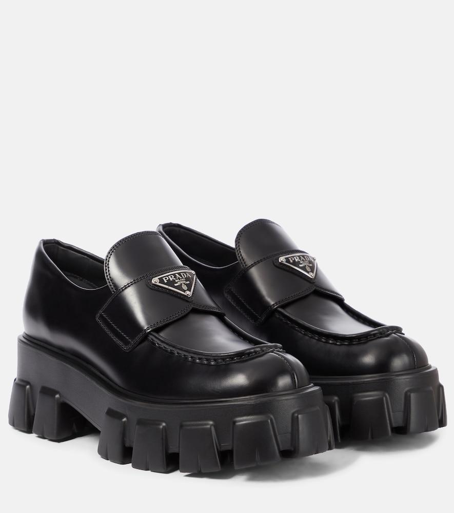prada monolith brushed leather loafers