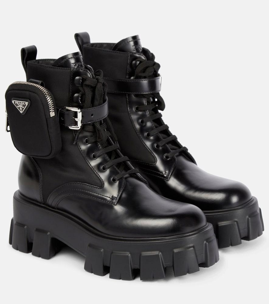 prada monolith leather ankle boots