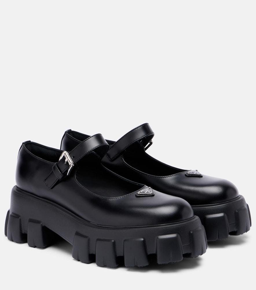 prada monolith leather mary jane flats