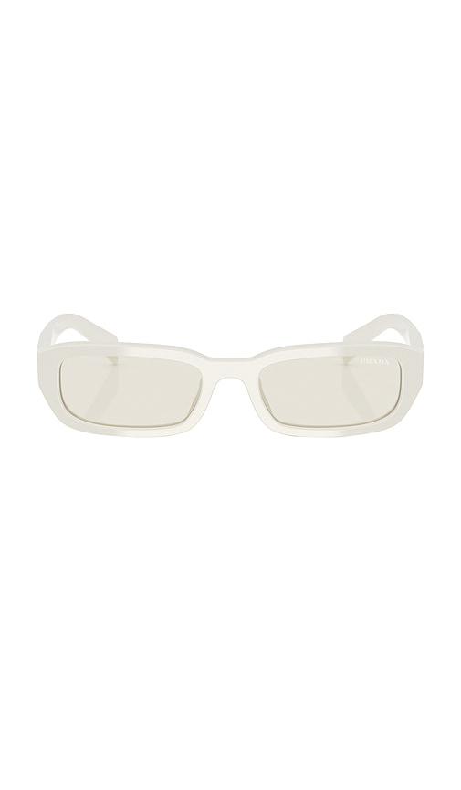 prada narrow rectangle sunglasses in white.