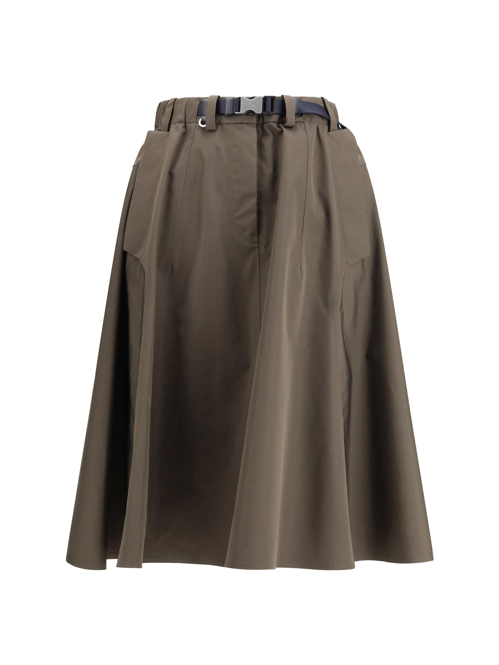 prada nylon midi skirt