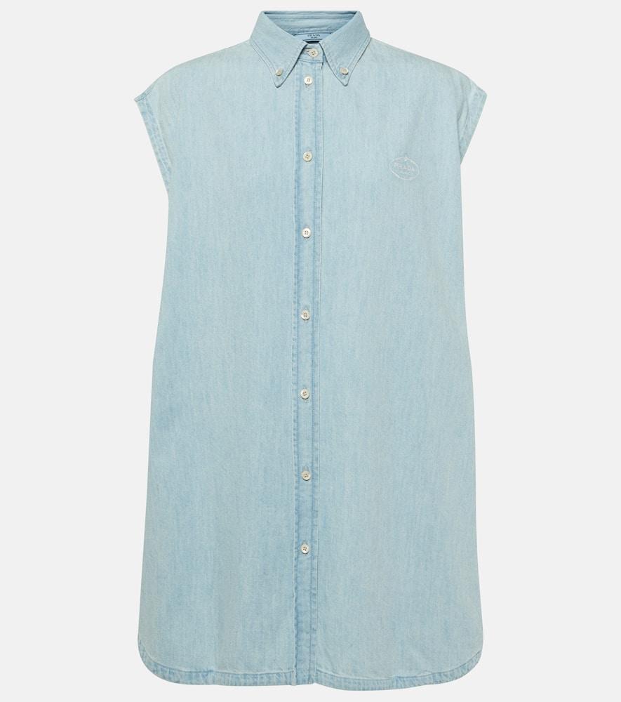prada oversized denim shirt dress