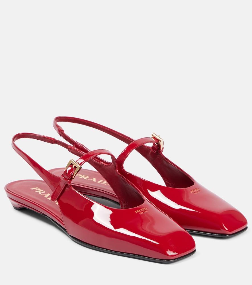 prada patent leather slingback flats