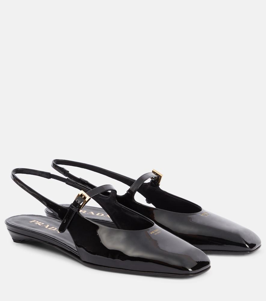 prada patent leather slingback flats