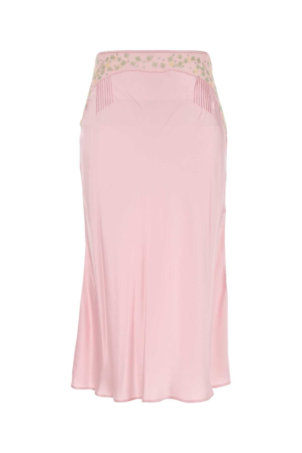 prada pink satin skirt