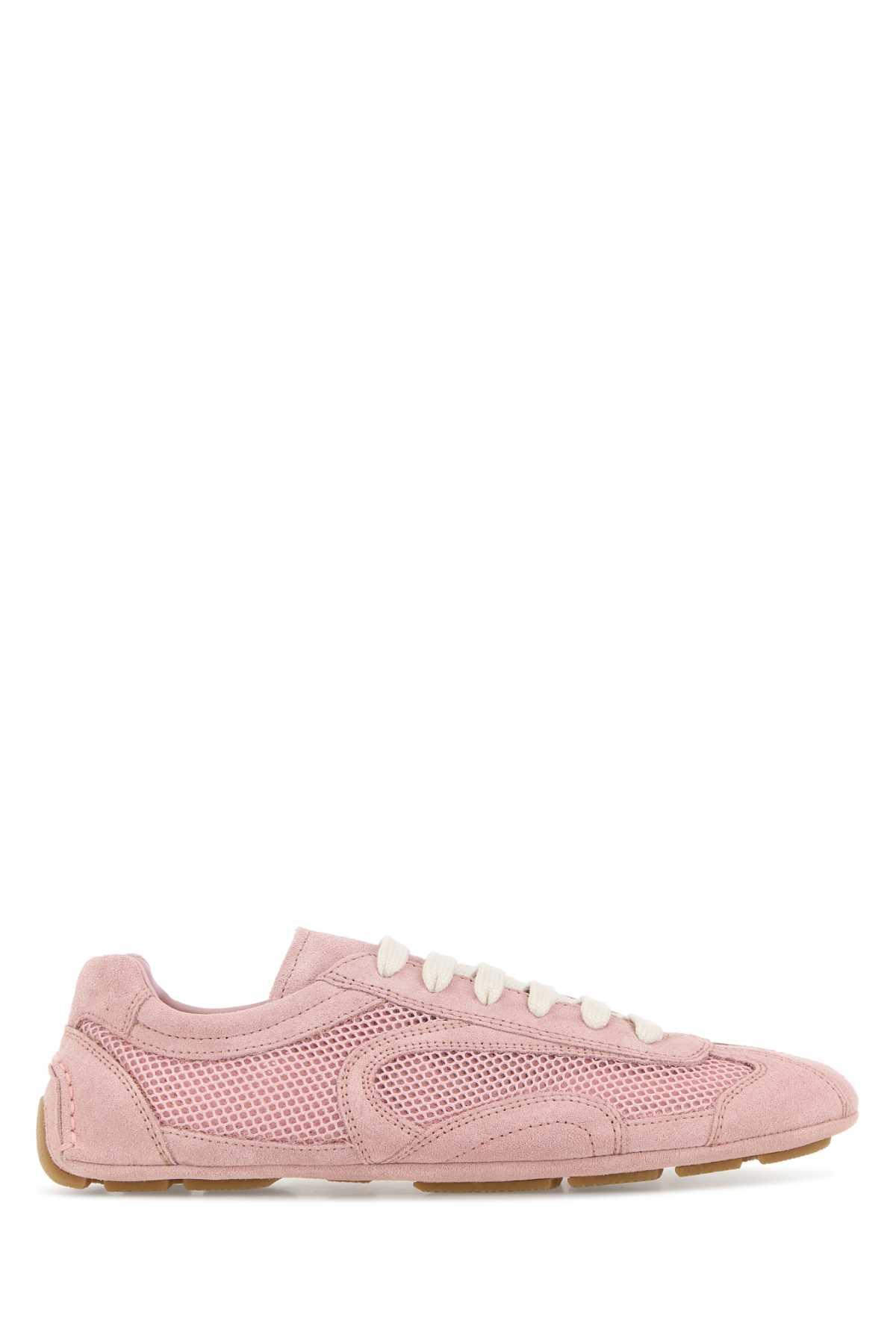prada pink suede and mesh montecarlo sneakers