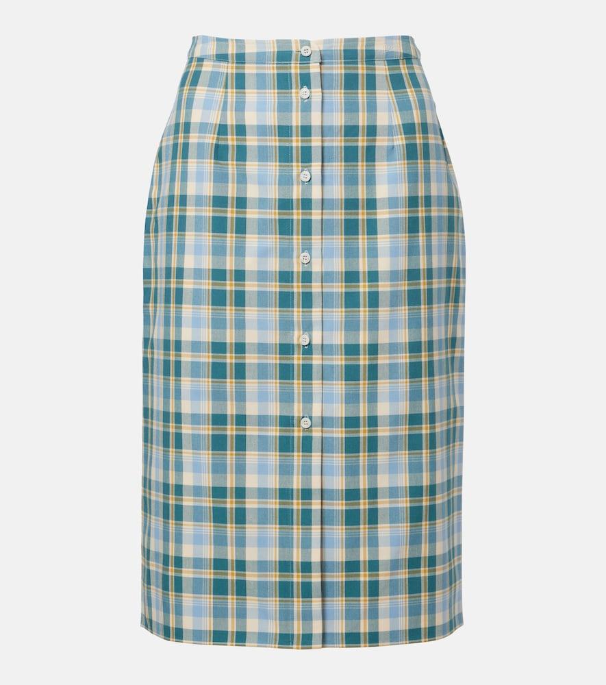 prada plaid cotton poplin pencil skirt