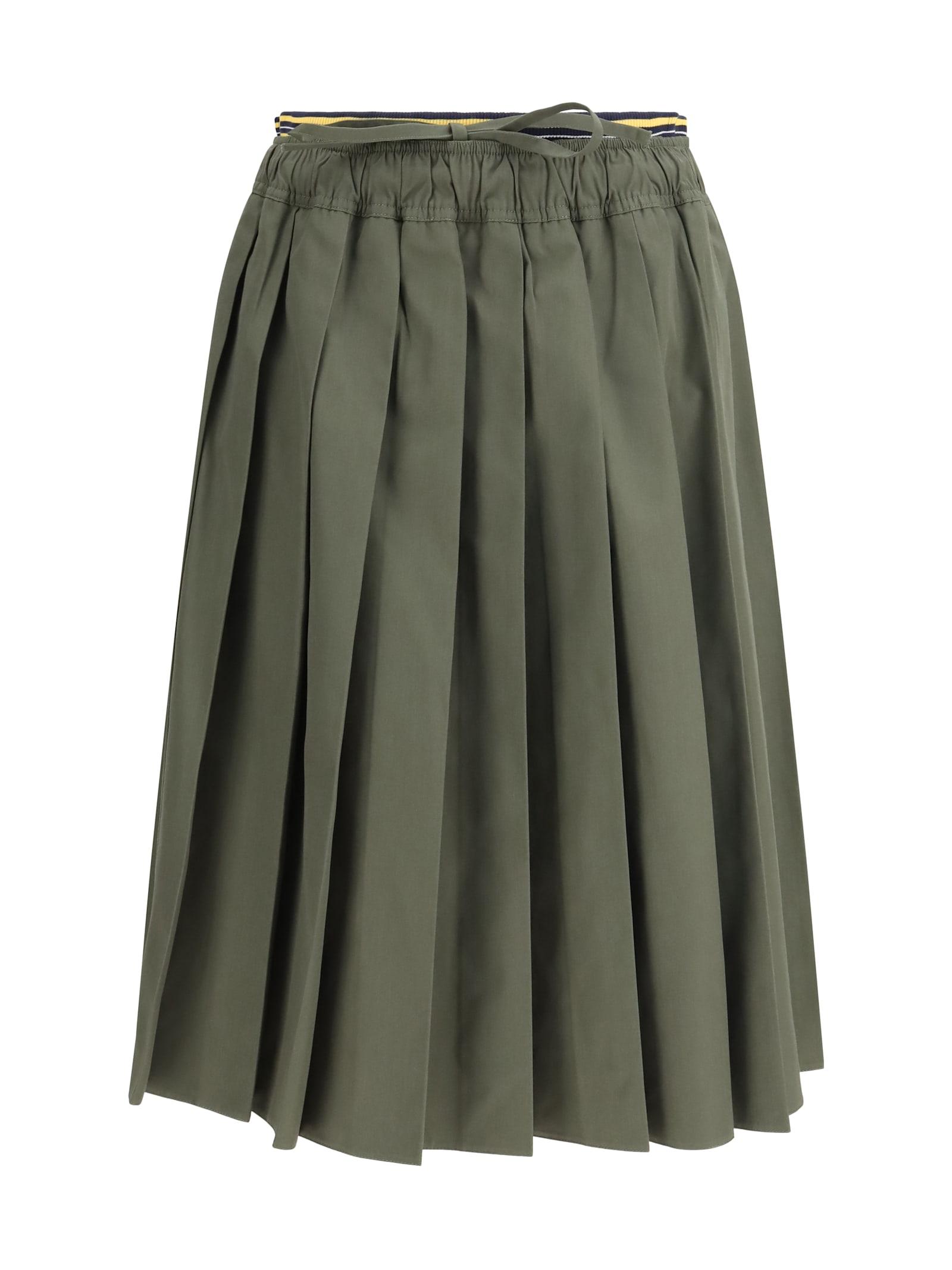 prada pleated midi skirt