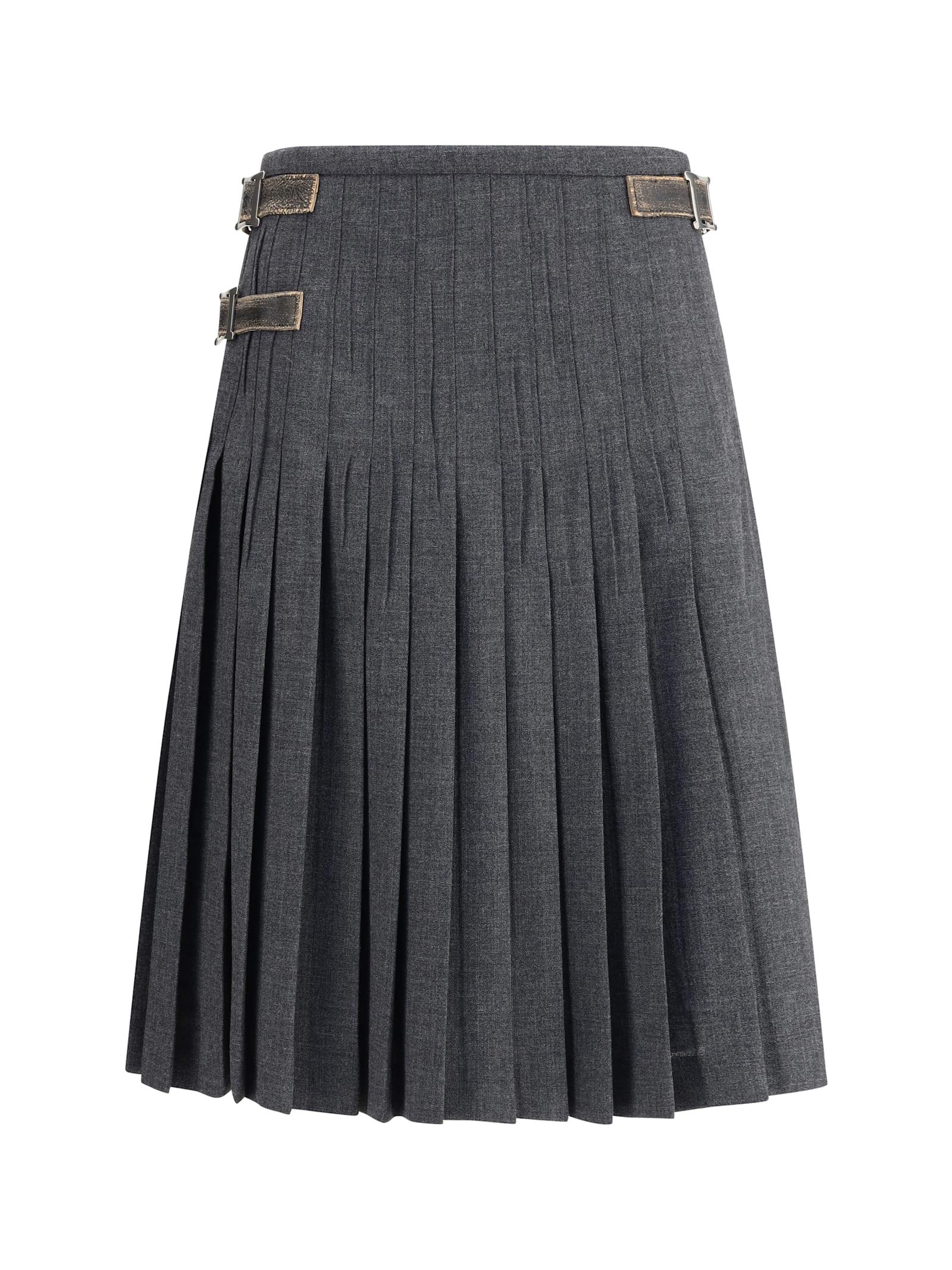 prada pleated skirt in kid mohair