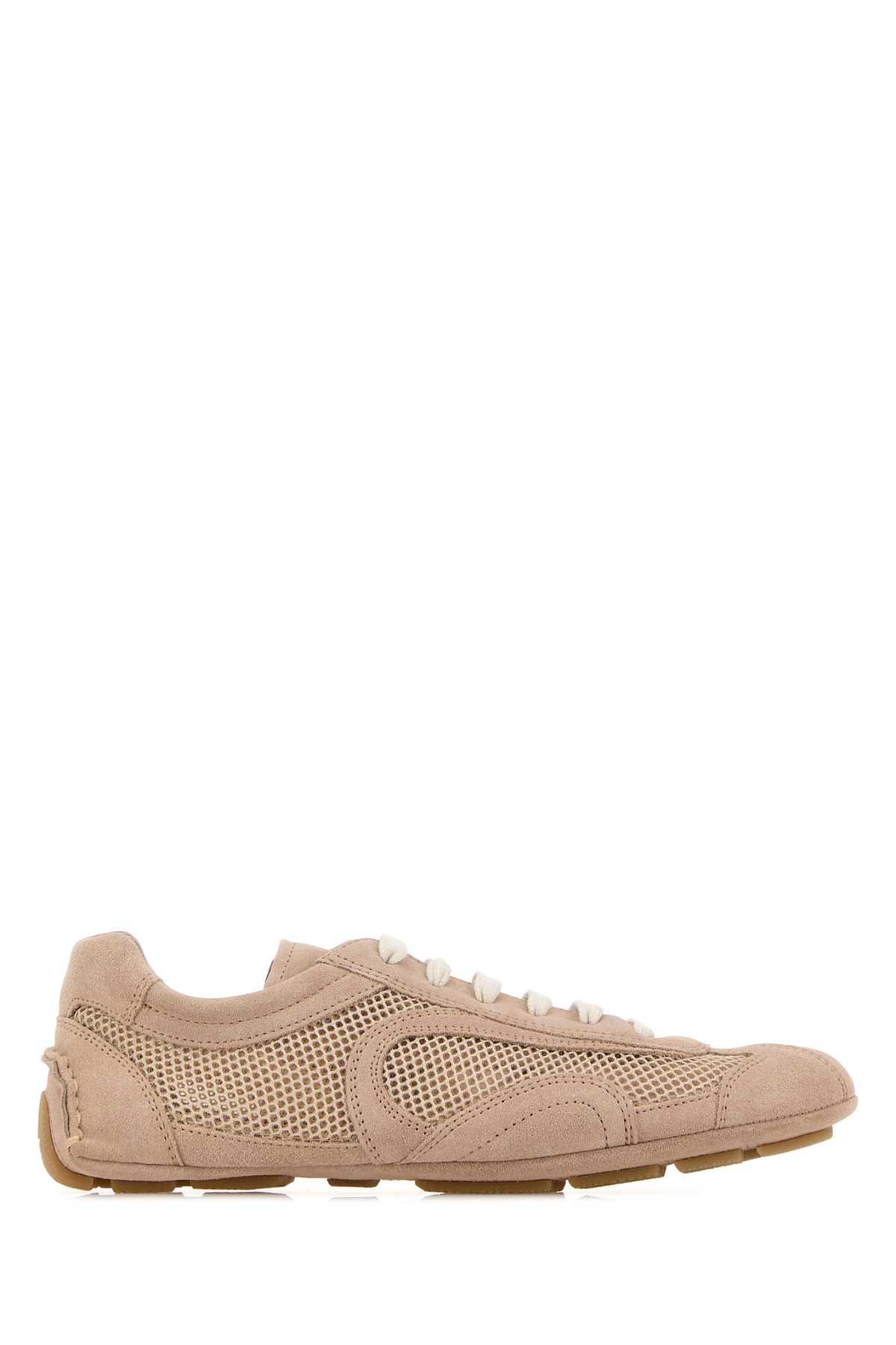 prada powder pink suede and mesh montecarlo sneakers
