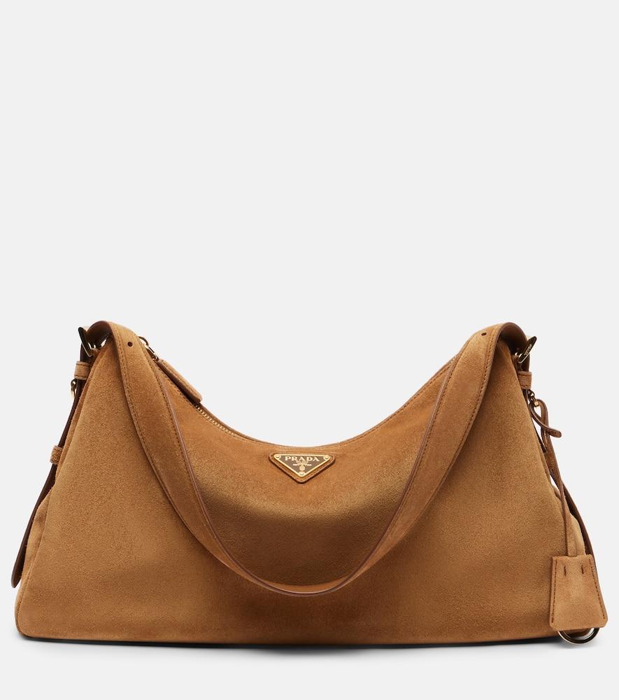 prada prada aimée large suede shoulder bag